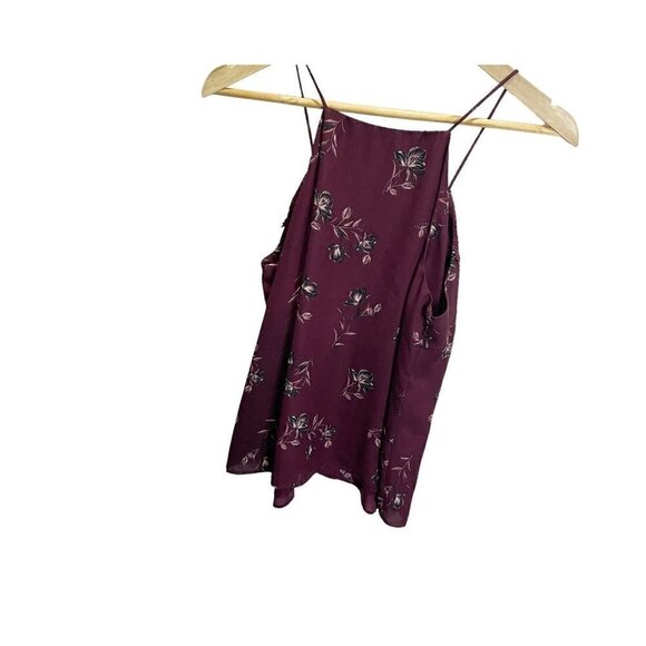 WAYF Woman Top Purple Floral Lace Up Lace Trimmed Camisole Plunge - Picture 2 of 4